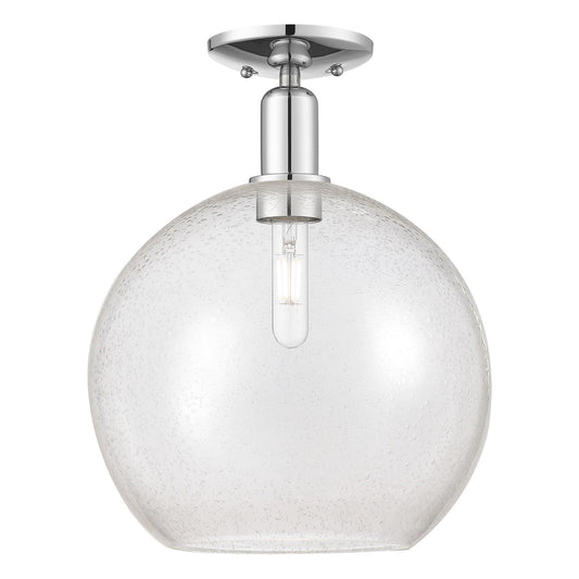Innovations Athens 12in 1-Light Semi-Flush | Industrial Polished Chrome Steel and Seedy Glass | Entryway & Hallway | 11.75 x | Model 716-1C-PC-G124-12
