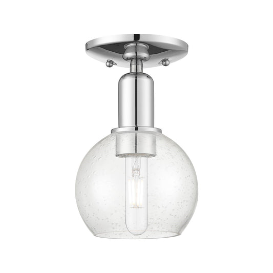 Innovations Athens 6in 1-Light Semi-Flush Mount | Industrial Polished Chrome and Seedy Glass | Entryway & Hallway | 5.88 x 5.88 x | Model 716-1C-PC-G124-6