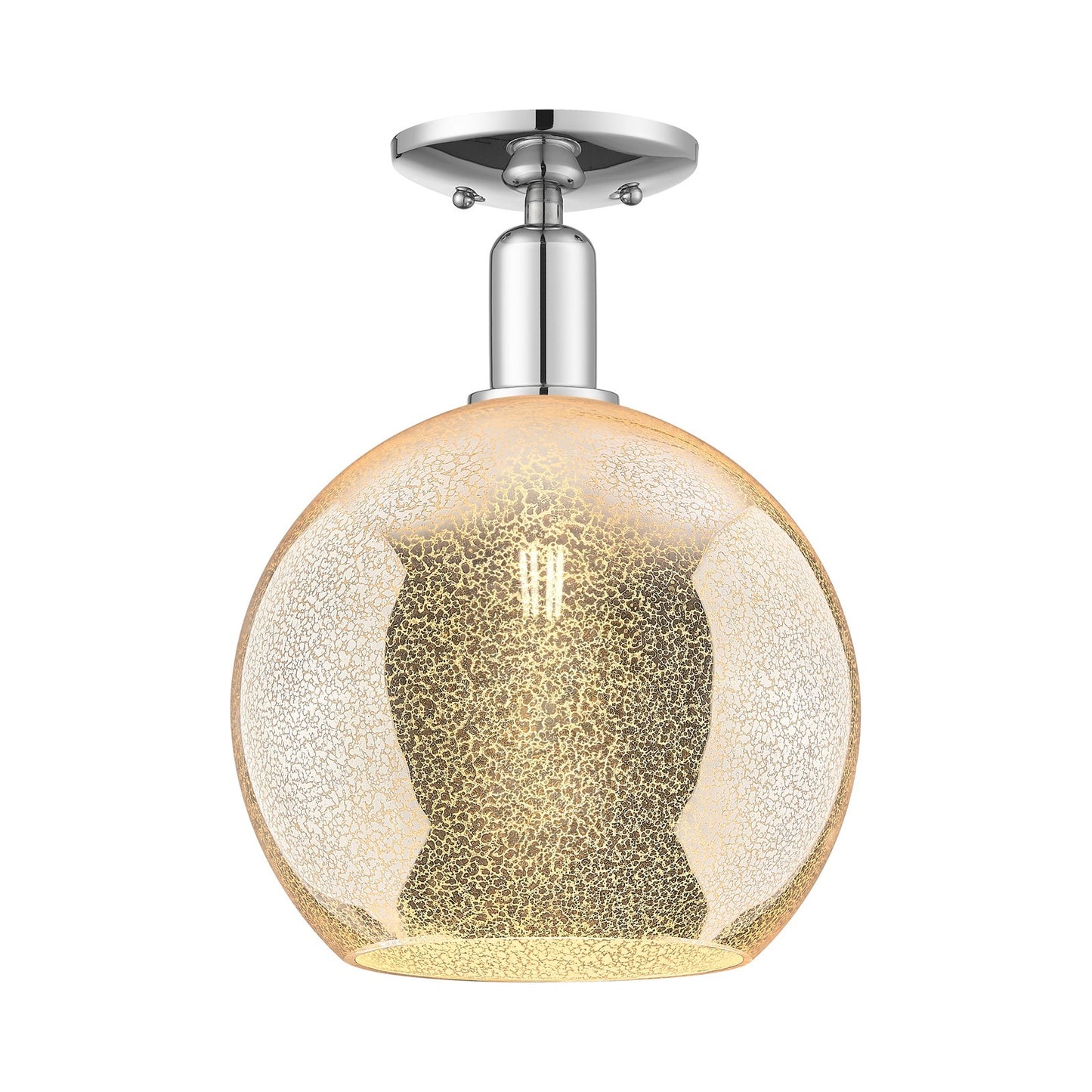Innovations Athens 10in 1-Light Semi-Flush Mount | Industrial Modern Polished Chrome and Mercury Glass | Entryway & Hallway | 10 | Model 716-1C-PC-G128-10