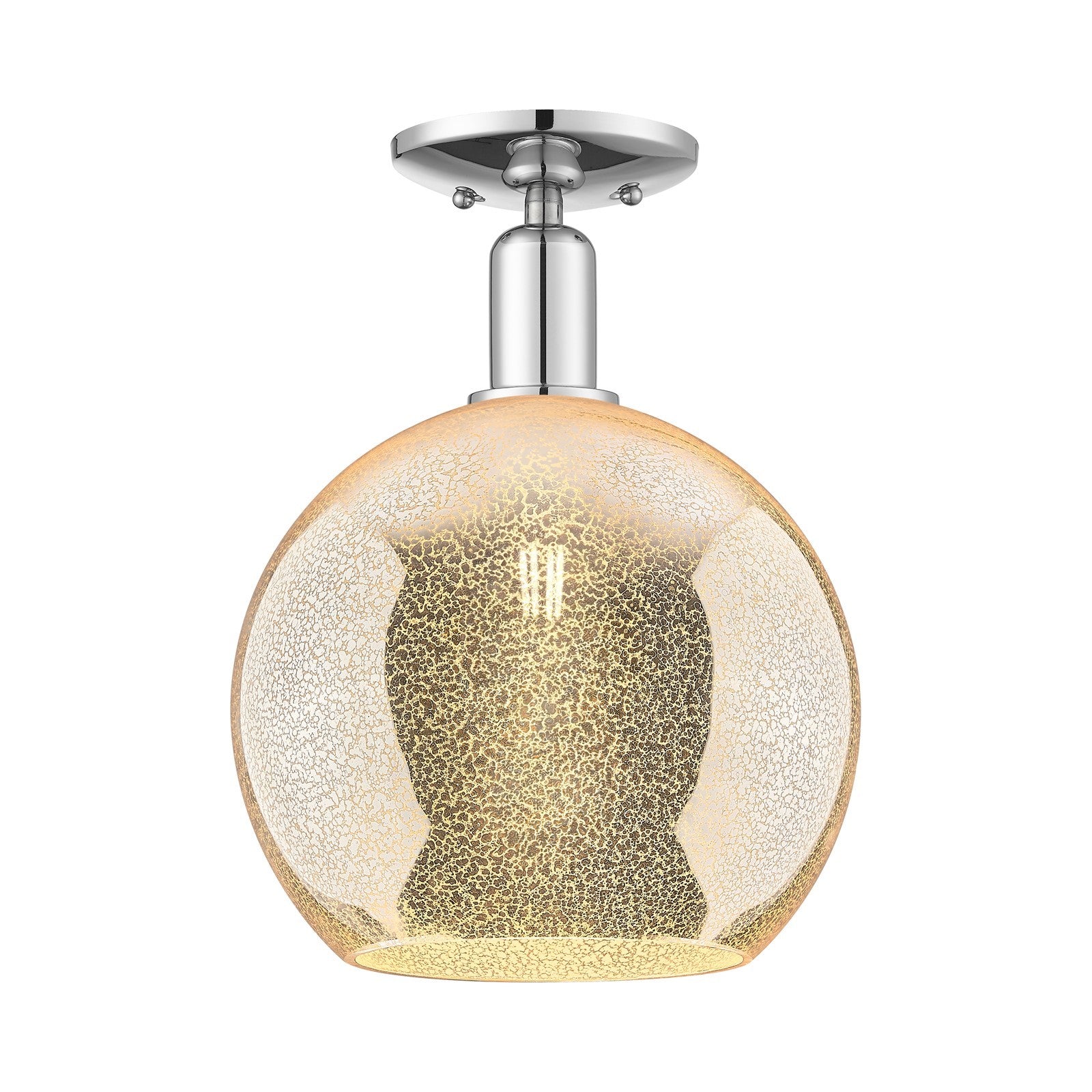 Innovations Athens 10in 1-Light Semi-Flush Mount | Industrial Modern Polished Chrome and Mercury Glass | Entryway & Hallway | 10 | Model 716-1C-PC-G128-10