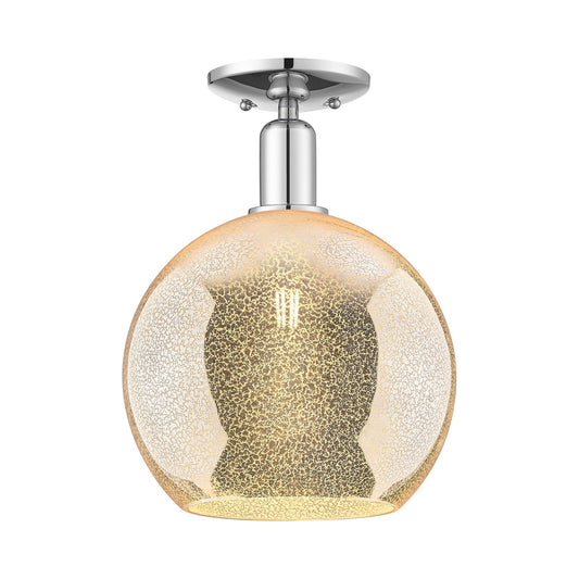 Innovations Athens 10in 1-Light Semi-Flush Mount | Industrial Modern Polished Chrome and Mercury Glass | Entryway & Hallway | 10 | Model 716-1C-PC-G128-10