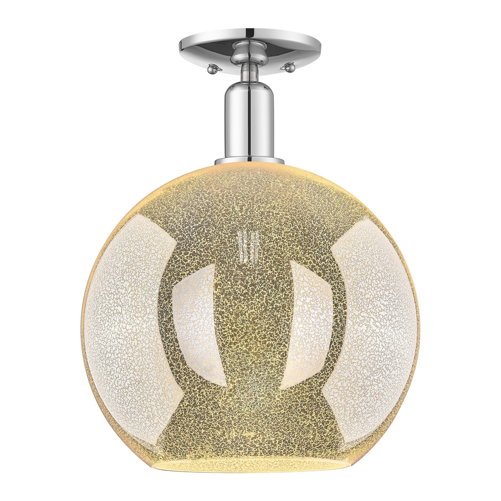 Innovations Athens 12in 1-Light Semi-Flush | Industrial Modern Polished Chrome and Mercury Glass | Hallway & Entryway | 11.75 x | Model 716-1C-PC-G128-12