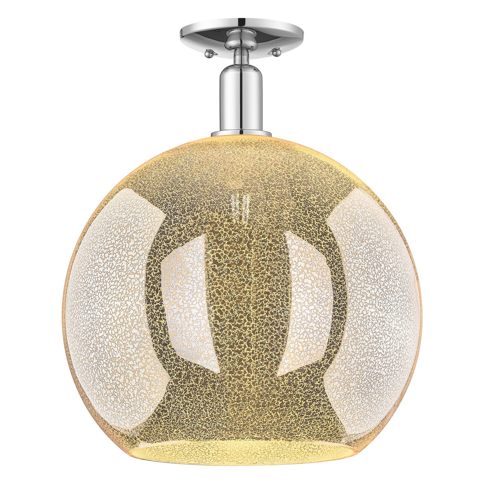 Innovations Athens 14in 1-Light Semi-Flush Mount | Industrial Polished Chrome and Mercury Glass | Damp-Rated Entryway & Hallway | Model 716-1C-PC-G128-14