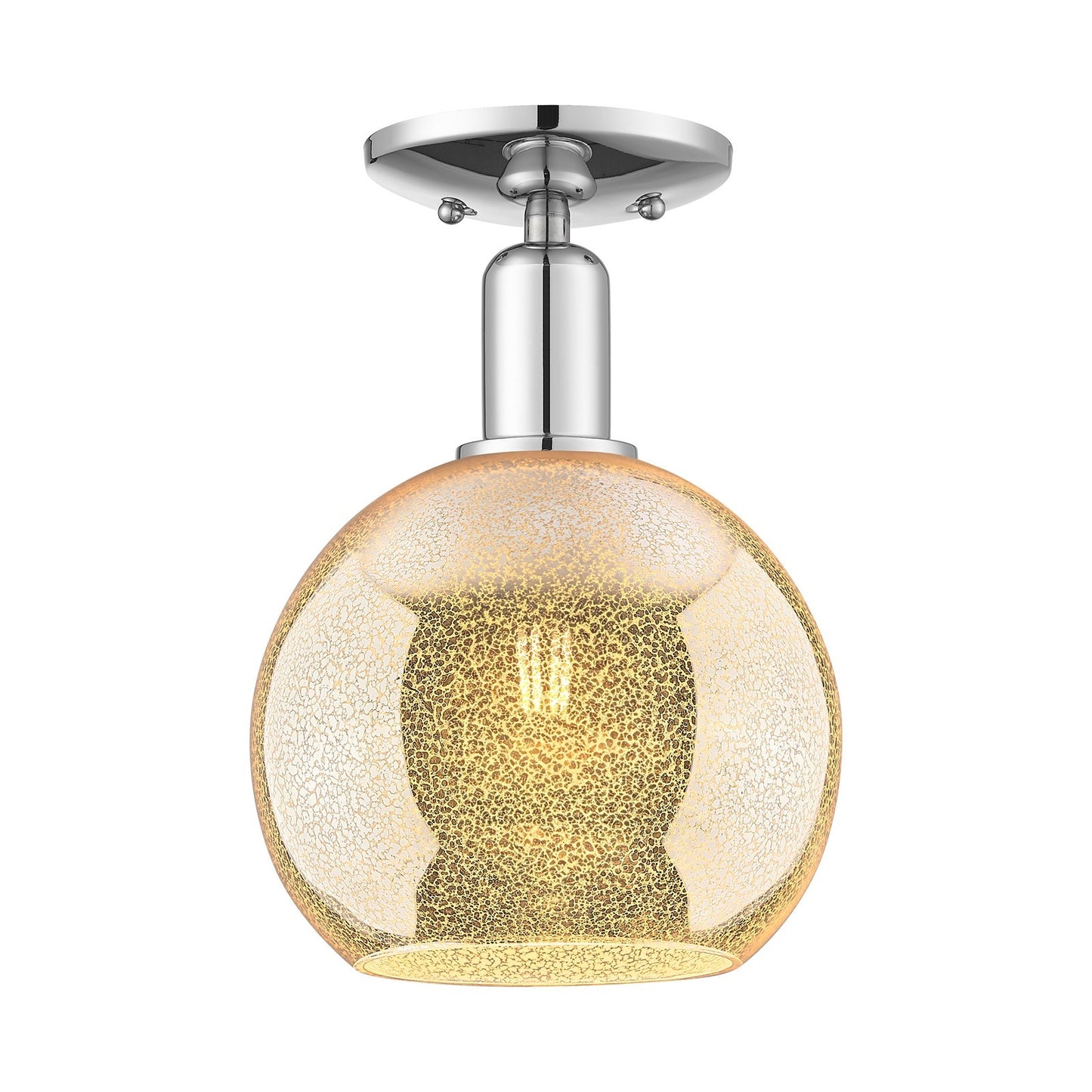 Innovations Athens 8in 1-Light Semi-Flush Mount | Industrial Polished Chrome Steel and Mercury Glass | Entryway & Hallway Ceiling | Model 716-1C-PC-G128-8
