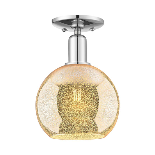 Innovations Athens 8in 1-Light Semi-Flush Mount | Industrial Polished Chrome Steel and Mercury Glass | Entryway & Hallway Ceiling | Model 716-1C-PC-G128-8