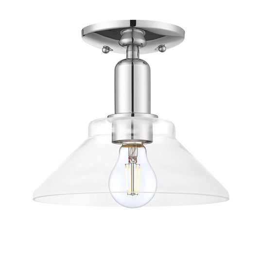 Innovations Orwell 8.38in 1-Light Semi-Flush Mount | Industrial Polished Chrome Steel and Clear Glass | Entryway & Hallway | 8.38 x | Model 716-1C-PC-G132