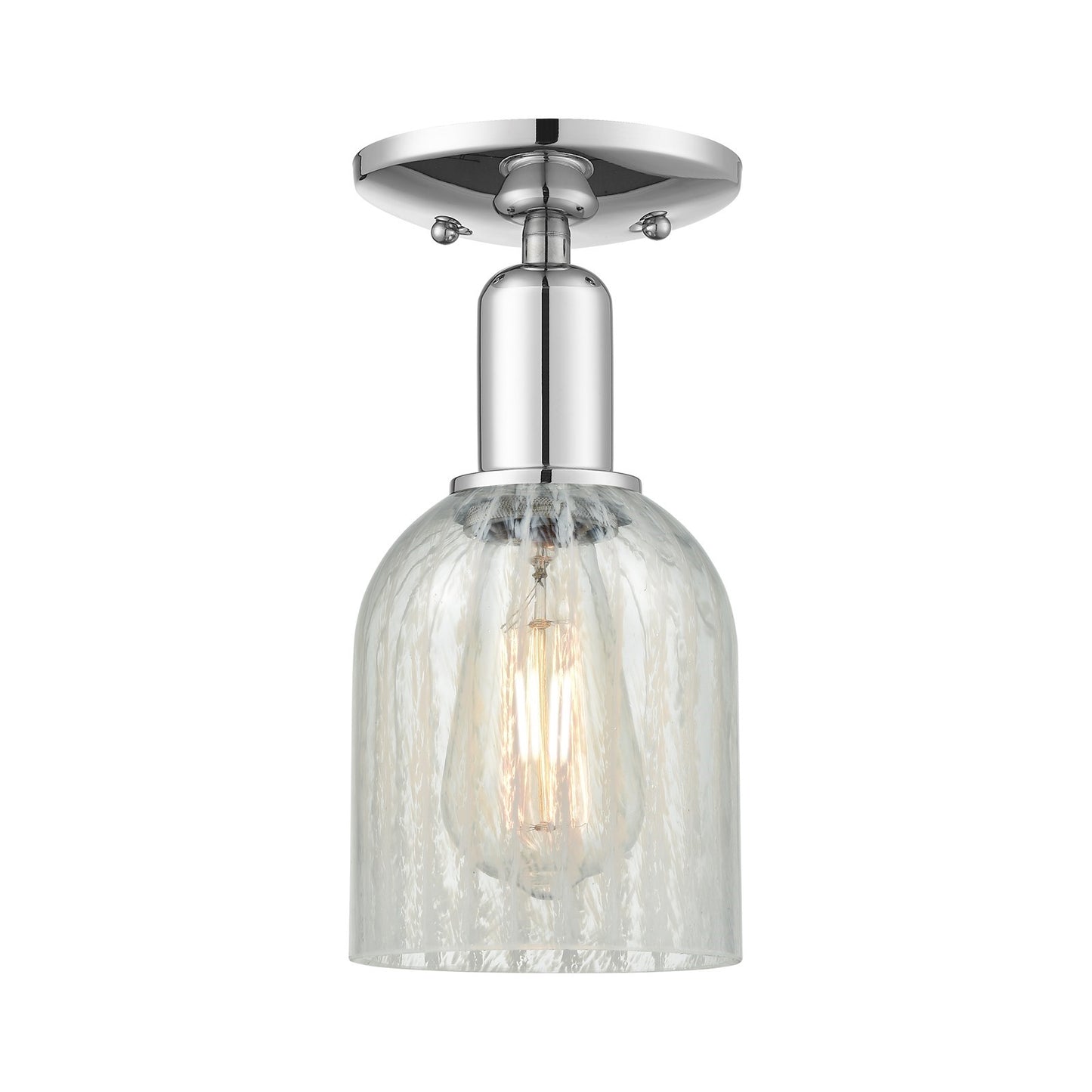 Innovations Caledonia 5in 1-Light Semi-Flush Mount | Industrial Polished Chrome Steel and Mouchette Glass | Damp-Rated Entryway & | Model 716-1C-PC-G2511
