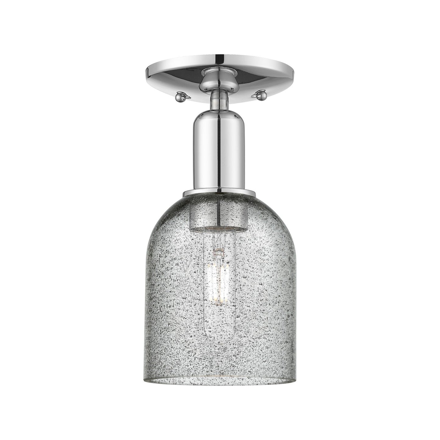 Innovations Caledonia 5in 1-Light Semi-Flush Mount | Industrial Polished Chrome and Charcoal Glass | Damp-Rated Hallway & Bathroom | Model 716-1C-PC-G257