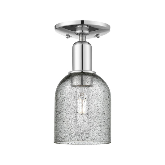 Innovations Caledonia 5in 1-Light Semi-Flush Mount | Industrial Polished Chrome and Charcoal Glass | Damp-Rated Hallway & Bathroom | Model 716-1C-PC-G257