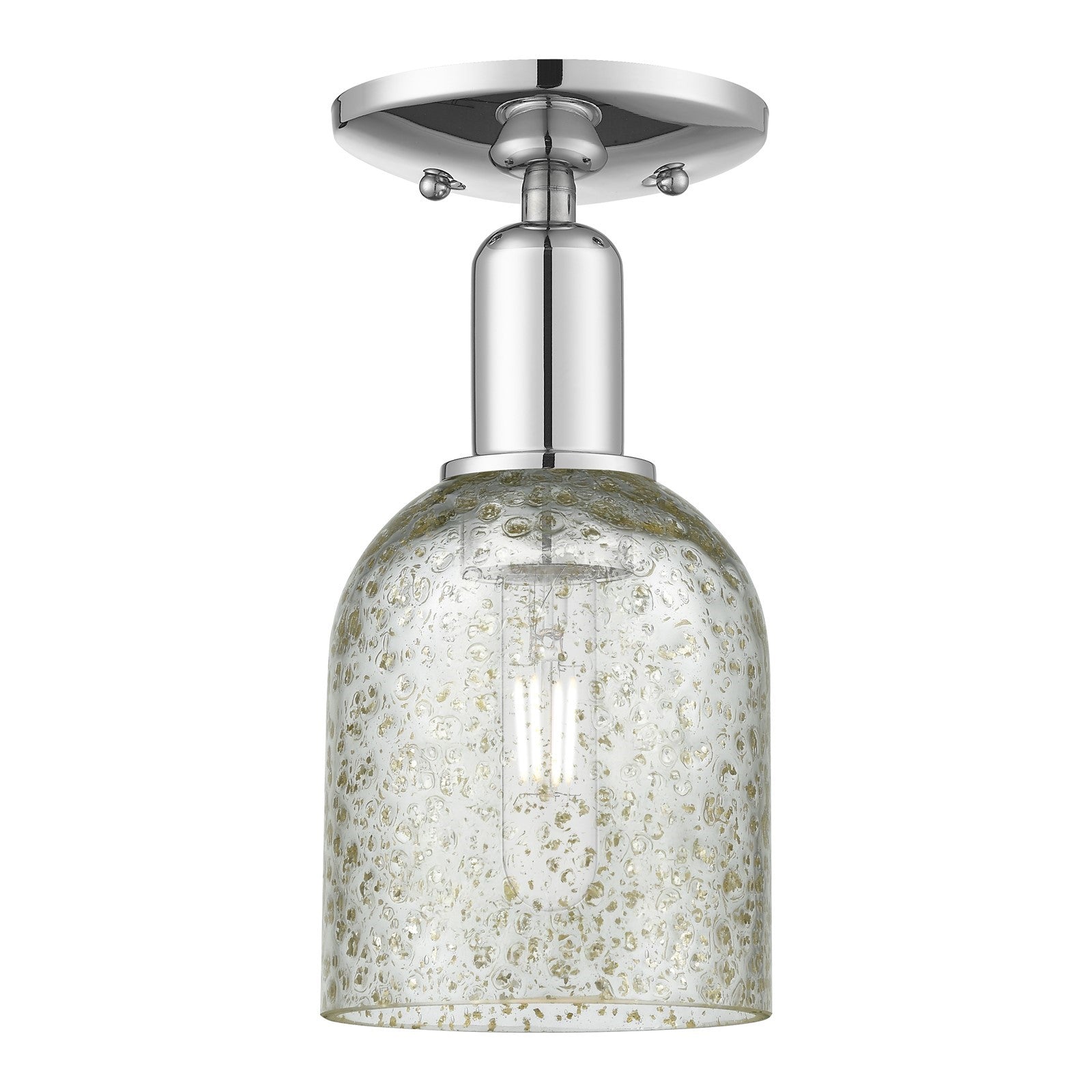 Innovations Caledonia 5in 1-Light Semi-Flush Mount | Industrial Polished Chrome and Mica Glass | Entryway & Hallway | 5 x 5 x 10.5 | Model 716-1C-PC-G259