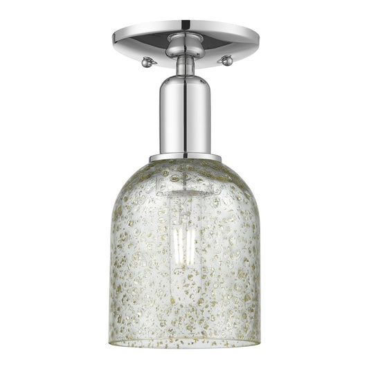 Innovations Caledonia 5in 1-Light Semi-Flush Mount | Industrial Polished Chrome and Mica Glass | Entryway & Hallway | 5 x 5 x 10.5 | Model 716-1C-PC-G259