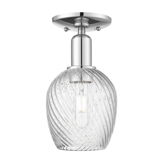 Innovations Salina 6in 1-Light Semi-Flush Mount | Industrial Polished Chrome and Clear Spiral Fluted Glass | Entryway & Hallway | Model 716-1C-PC-G292