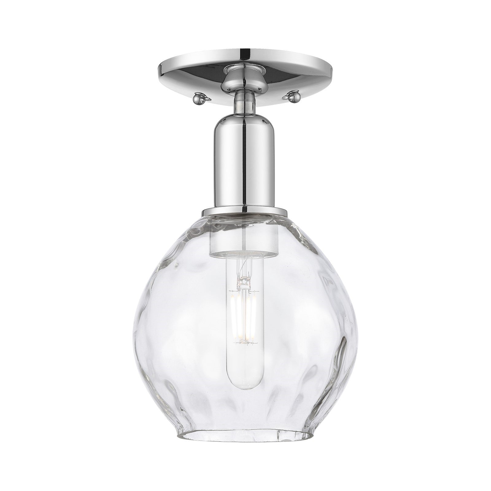 Innovations Waverly 6in 1-Light Semi-Flush Mount | Industrial Polished Chrome Steel and Clear Water Glass | Entryway & Hallway | 6 | Model 716-1C-PC-G362