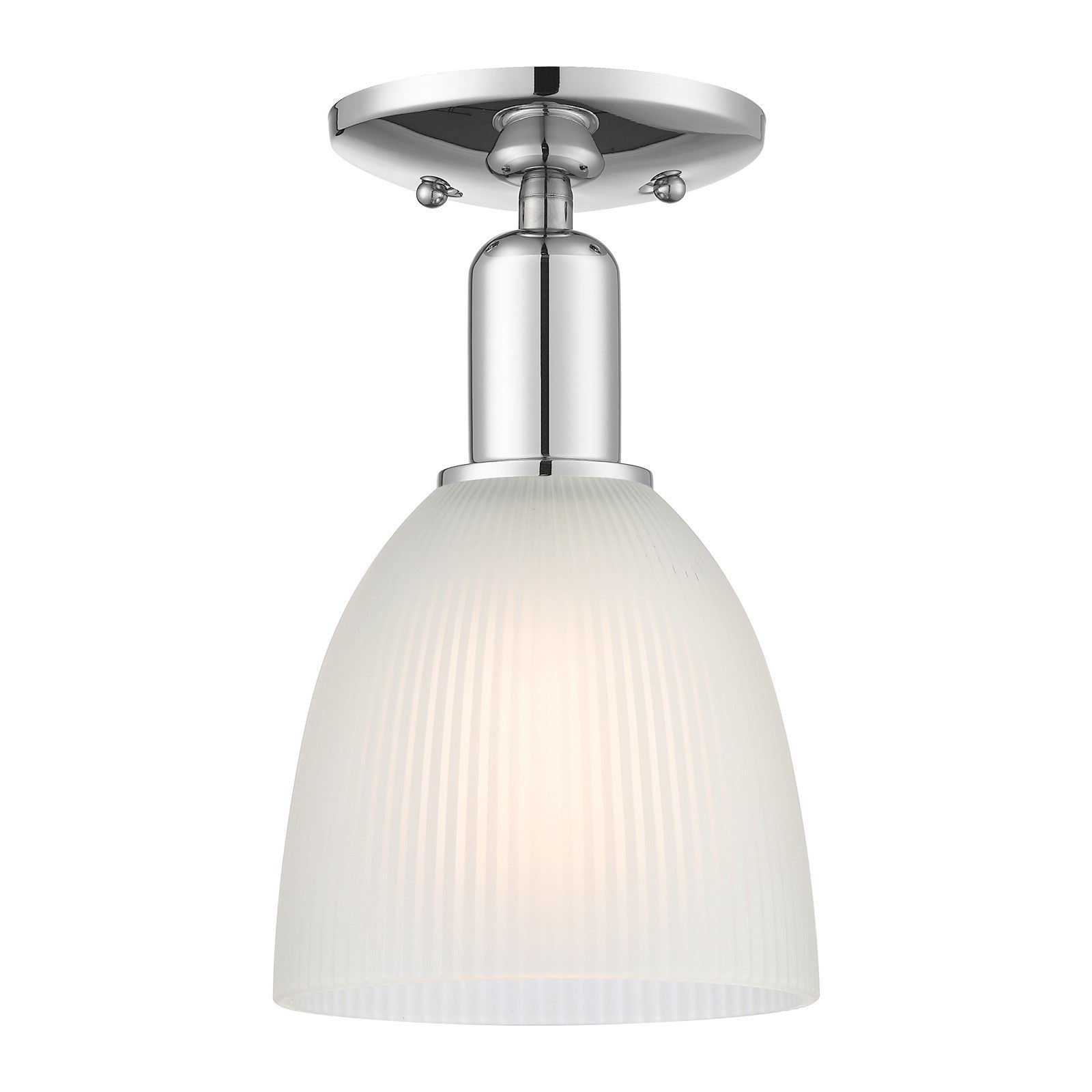 Innovations Castile 6in 1-Light Semi-Flush Mount | Industrial Polished Chrome and White Glass | Entryway & Hallway | 6 x 6 x 10.5 in | Model 716-1C-PC-G381