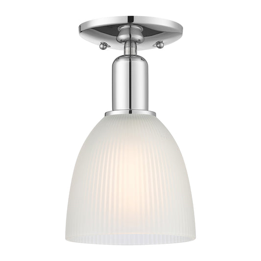 Innovations Castile 6in 1-Light Semi-Flush Mount | Industrial Polished Chrome and White Glass | Entryway & Hallway | 6 x 6 x 10.5 in | Model 716-1C-PC-G381