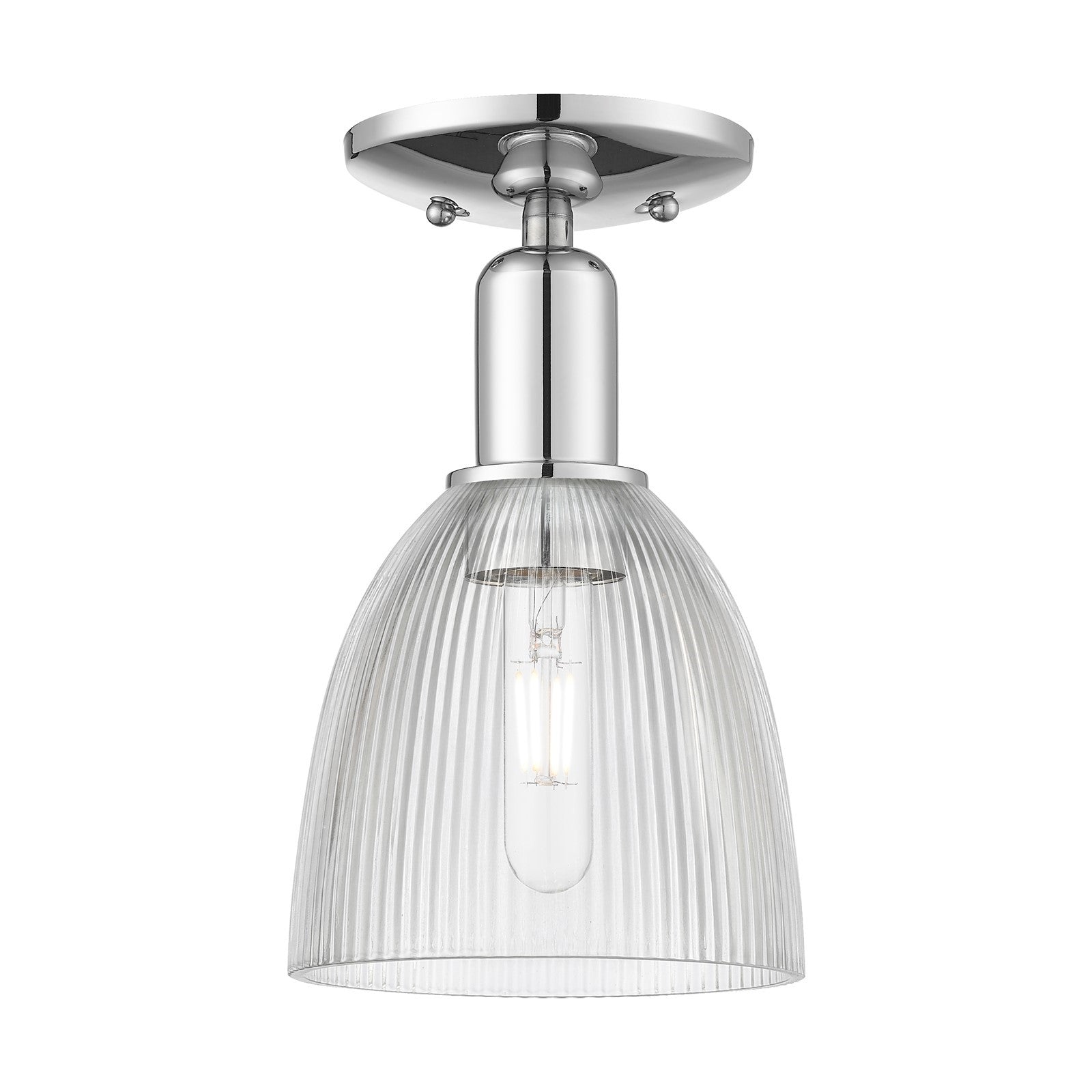Innovations Castile 6in 1-Light Semi-Flush Mount | Industrial Modern Polished Chrome and Clear Glass | Entryway & Hallway | 6 x 6 x | Model 716-1C-PC-G382