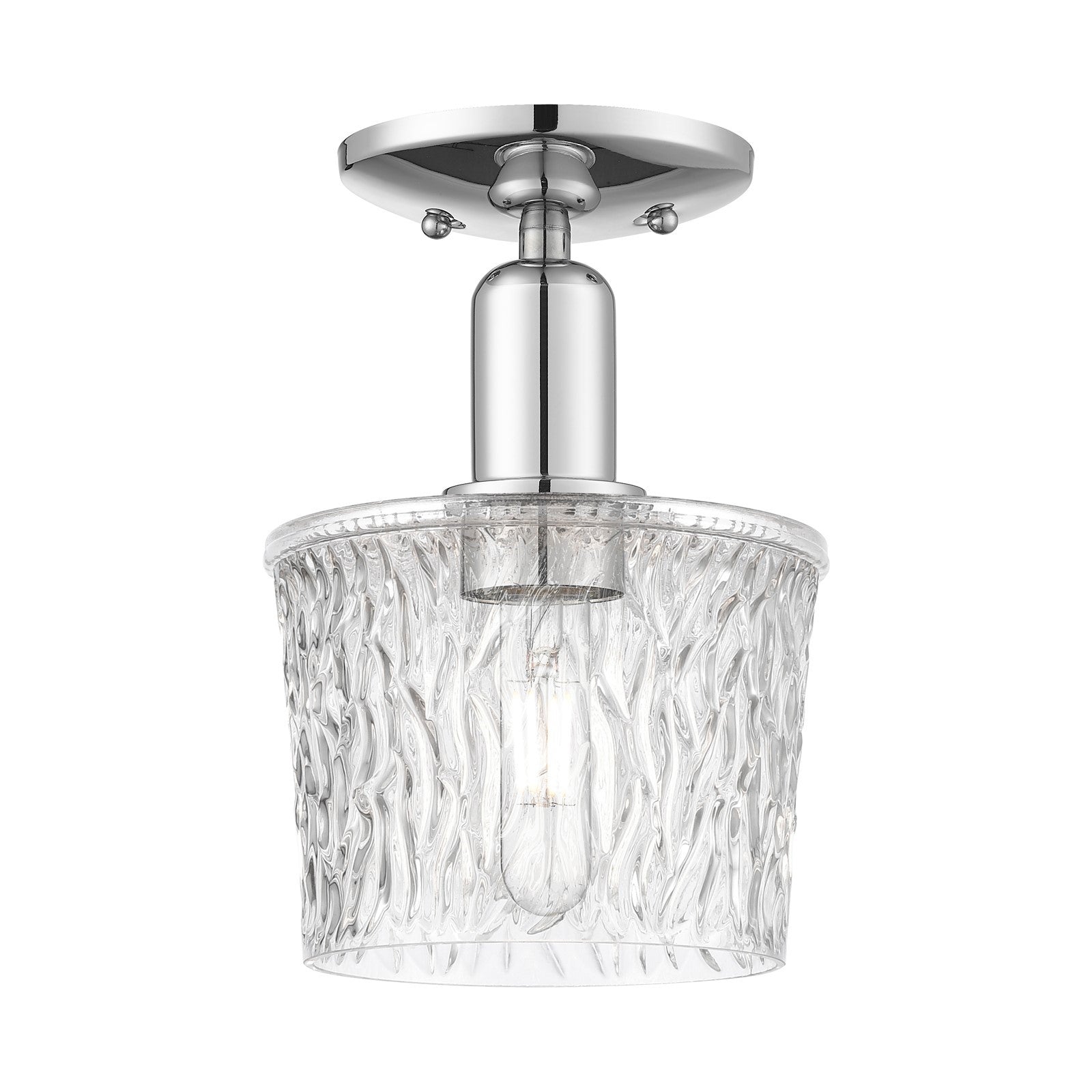 Innovations Niagara 6.5in 1-Light Semi-Flush Mount | Polished Chrome Steel and Clear Textured Glass | Entryway & Hallway | 6.5 x 10 | Model 716-1C-PC-G402