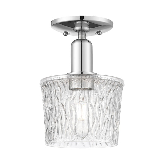 Innovations Niagara 6.5in 1-Light Semi-Flush Mount | Polished Chrome Steel and Clear Textured Glass | Entryway & Hallway | 6.5 x 10 | Model 716-1C-PC-G402
