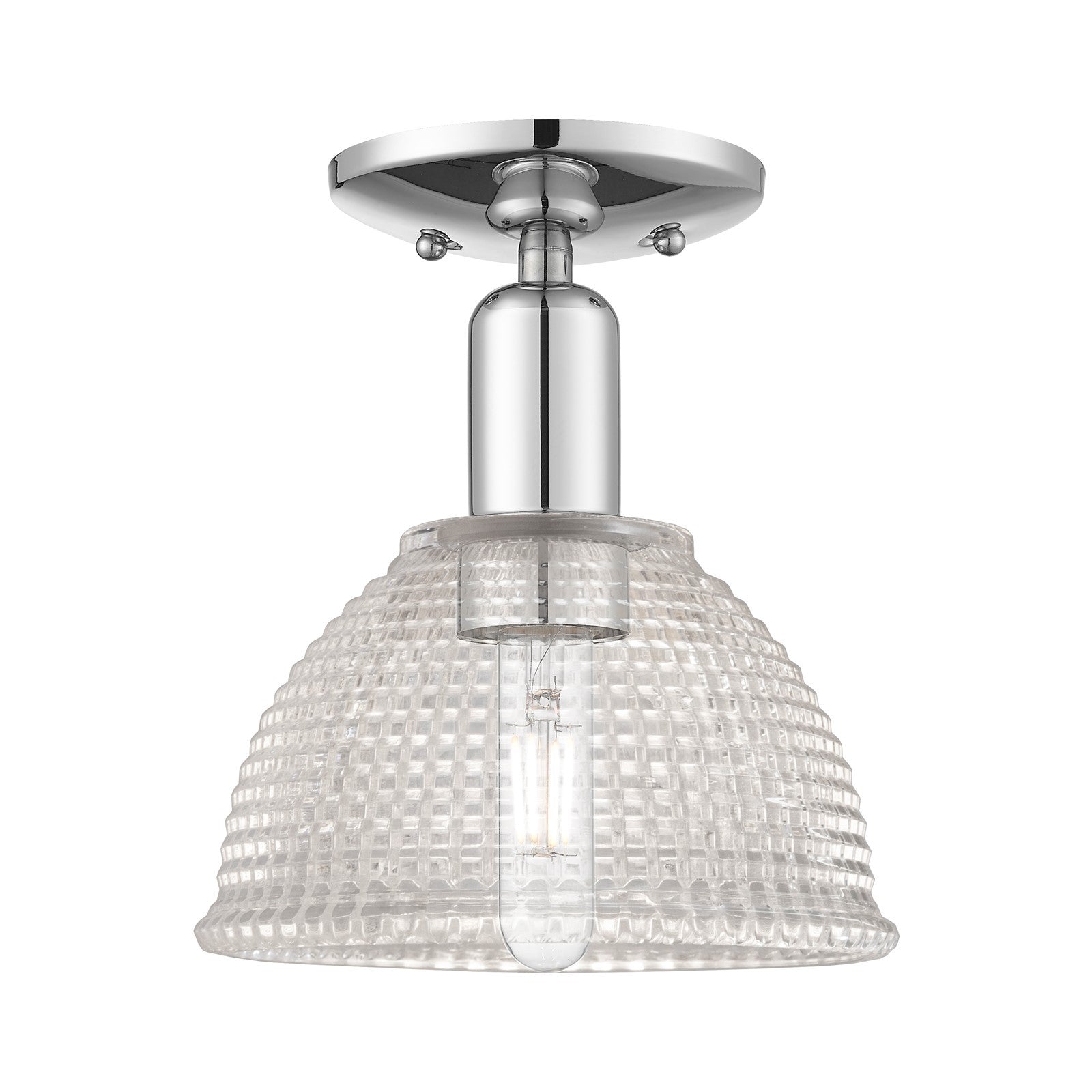 Innovations Arietta 8in 1-Light Semi-Flush Mount | Industrial Modern Polished Chrome and Clear Glass | Kitchen & Hallway | 8 x 9.5 | Model 716-1C-PC-G422