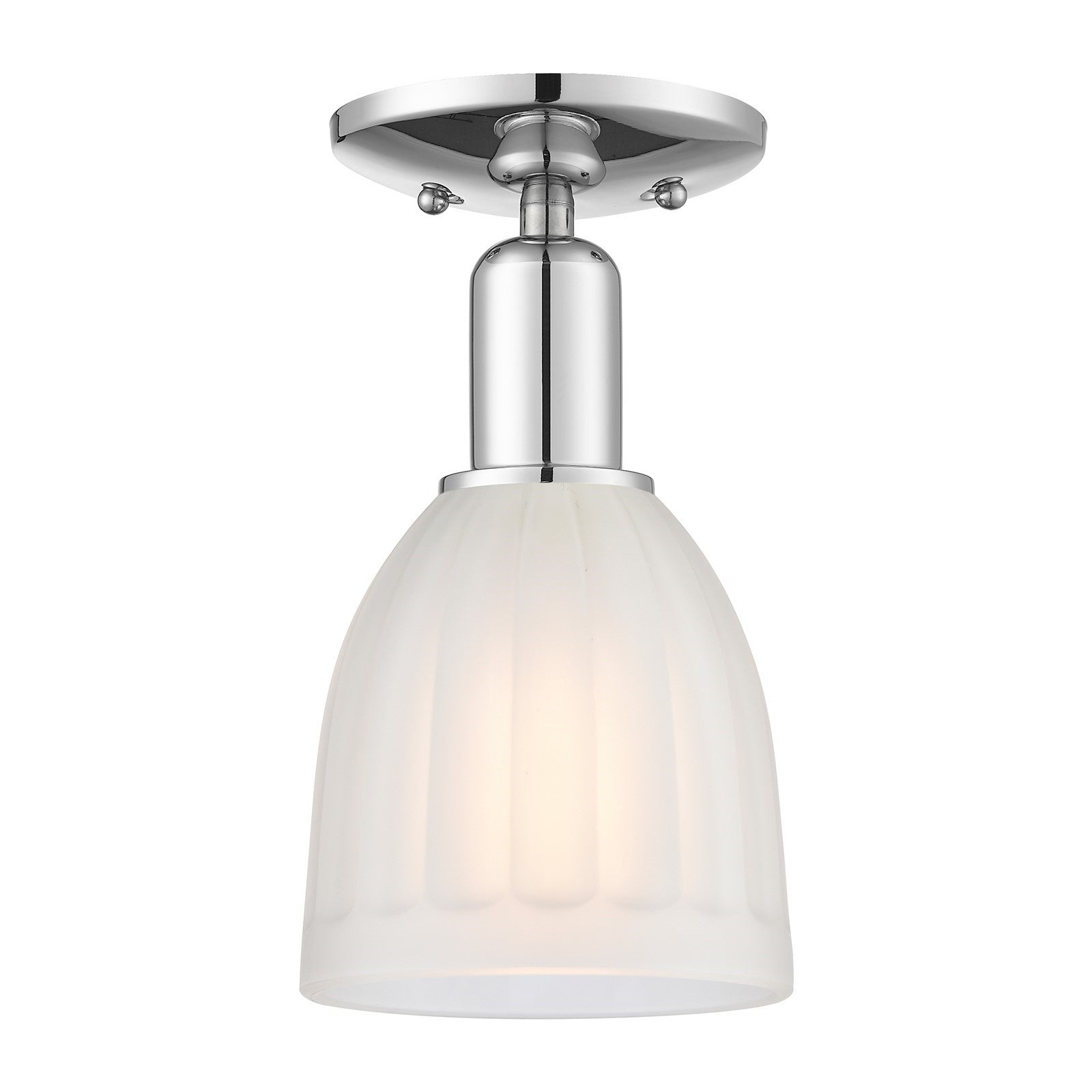 Innovations Brookfield 6in 1-Light Semi-Flush Mount | Industrial Polished Chrome and White Frosted Ribbed Glass | Entryway & | Model 716-1C-PC-G441