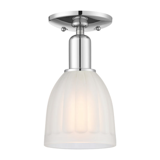 Innovations Brookfield 6in 1-Light Semi-Flush Mount | Industrial Polished Chrome and White Frosted Ribbed Glass | Entryway & | Model 716-1C-PC-G441