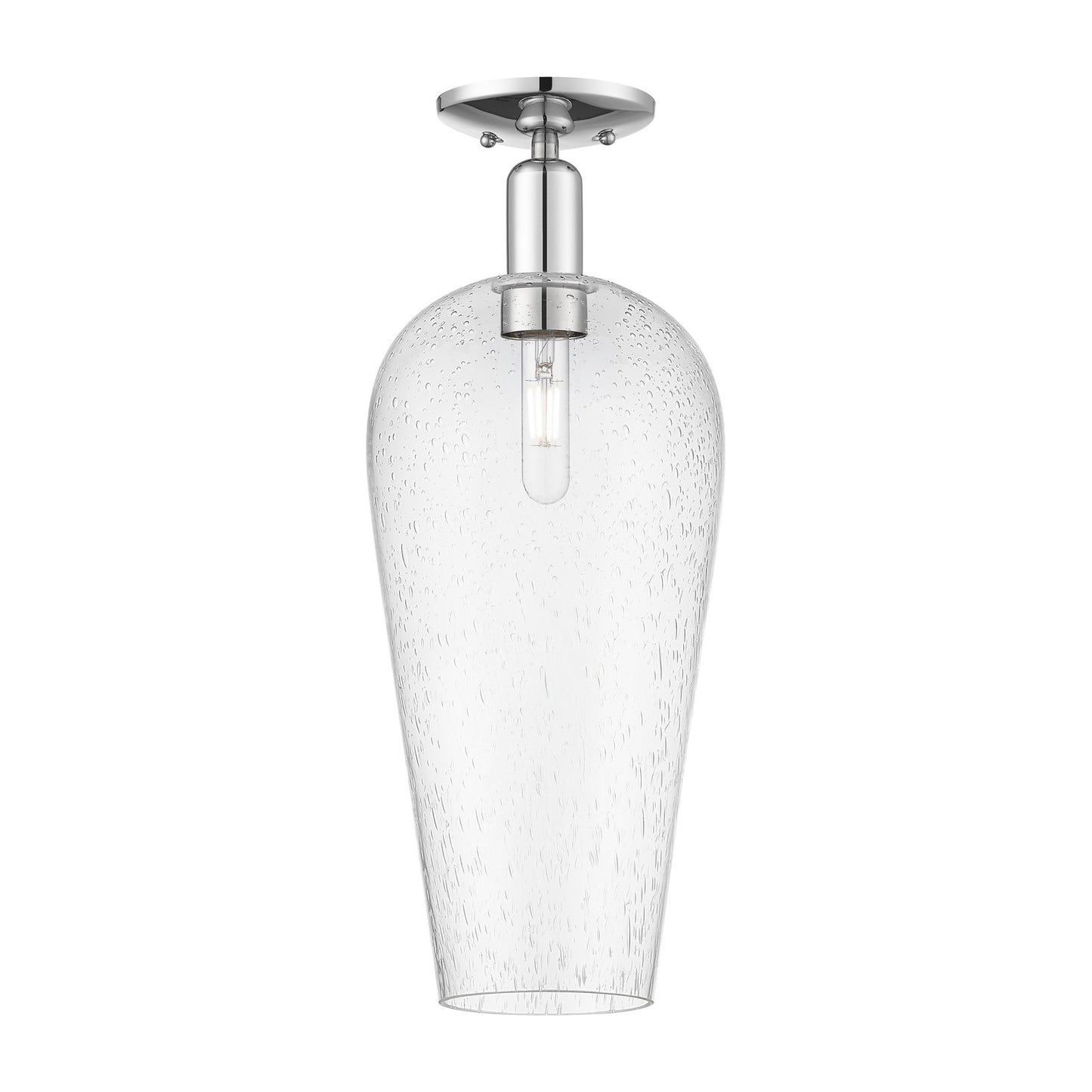 Innovations Chelsea 8in 1-Light Semi-Flush Mount | Industrial Polished Chrome Steel and Seedy Glass | Entryway & Hallway | 8 x | Model 716-1C-PC-G456-8SDY
