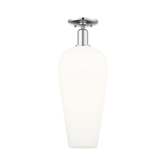 Innovations Chelsea 8in 1-Light Semi-Flush Mount | Industrial Polished Chrome and White Glass | Entryway & Hallway | 8 x 8 x | Model 716-1C-PC-G456-8WH
