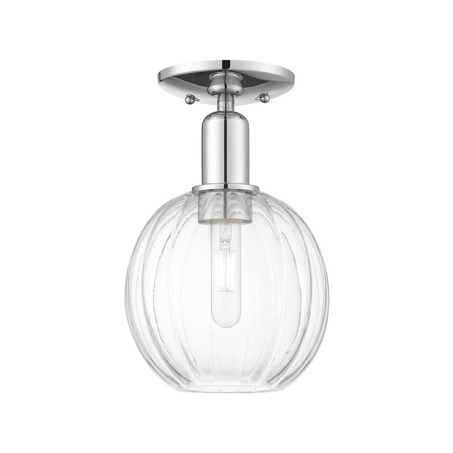Innovations Preston 1Lt 7" Globe Semi-Flush, Chrome/Clear - 716-1C-PC-G458-7CL