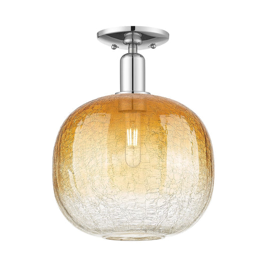 Innovations Brookhaven Sphere 10.5in 1-Light Semi-Flush Mount | Industrial Polished Chrome and Amber Glass | Entryway & | Model 716-1C-PC-G481-10AM