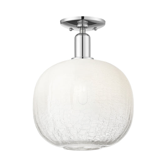 Innovations Brookhaven Sphere 10.5in 1-Light Semi-Flush Mount | Industrial Polished Chrome Steel and Opal Glass | Entryway & | Model 716-1C-PC-G481-10OP