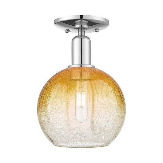 Innovations Brookhaven Globe 8in 1-Light Semi-Flush Mount | Industrial Polished Chrome and Amber Glass | Entryway & Hallway | 8 | Model 716-1C-PC-G483-8AM