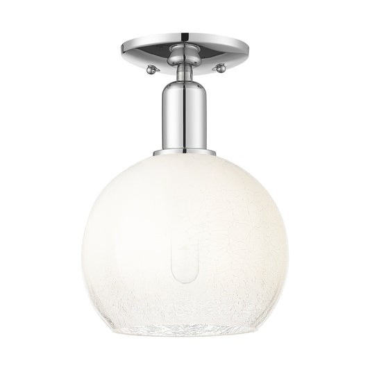 Innovations Brookhaven Globe 8in 1-Light Semi-Flush Mount | Industrial Polished Chrome Steel and Opal Glass | Entryway & | Model 716-1C-PC-G483-8OP