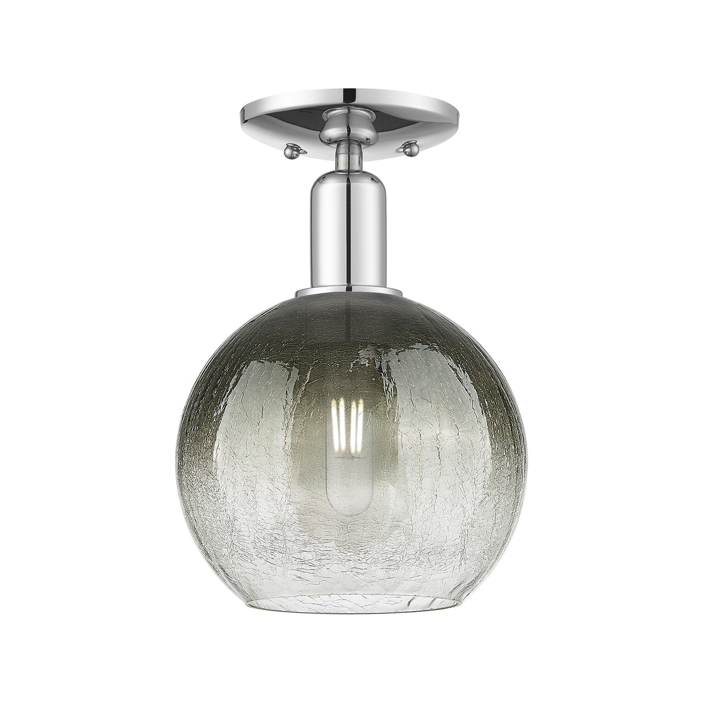 Innovations Brookhaven Globe 8in 1-Light Semi-Flush Mount | Industrial Polished Chrome and Slate Glass | Entryway & Hallway | Model 716-1C-PC-G483-8SL