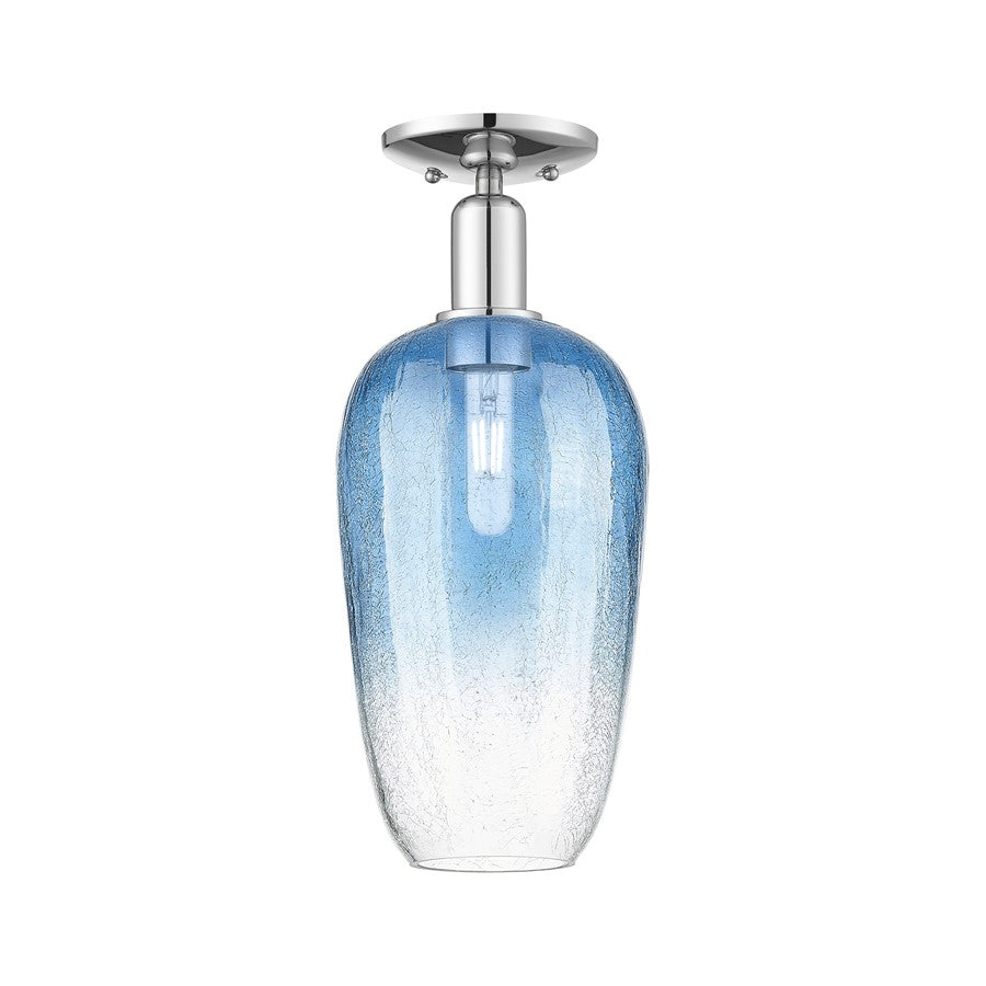 Innovations Brookhaven Flute 1Lt 7" Semi-Flush, Chrome/SB - 716-1C-PC-G484-7SB