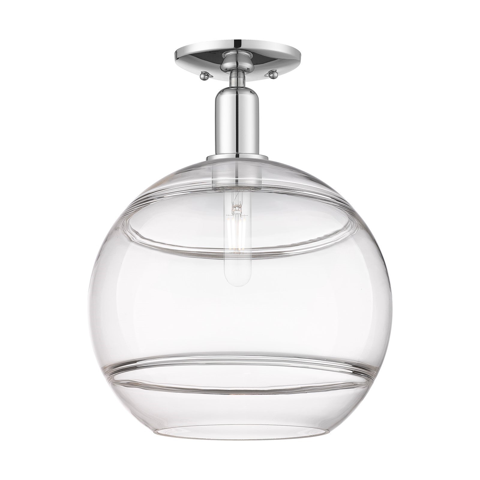 Innovations Rochester 12in 1-Light Semi-Flush Mount | Industrial Polished Chrome Steel and Clear Glass | Entryway & Hallway | Model 716-1C-PC-G556-12CL