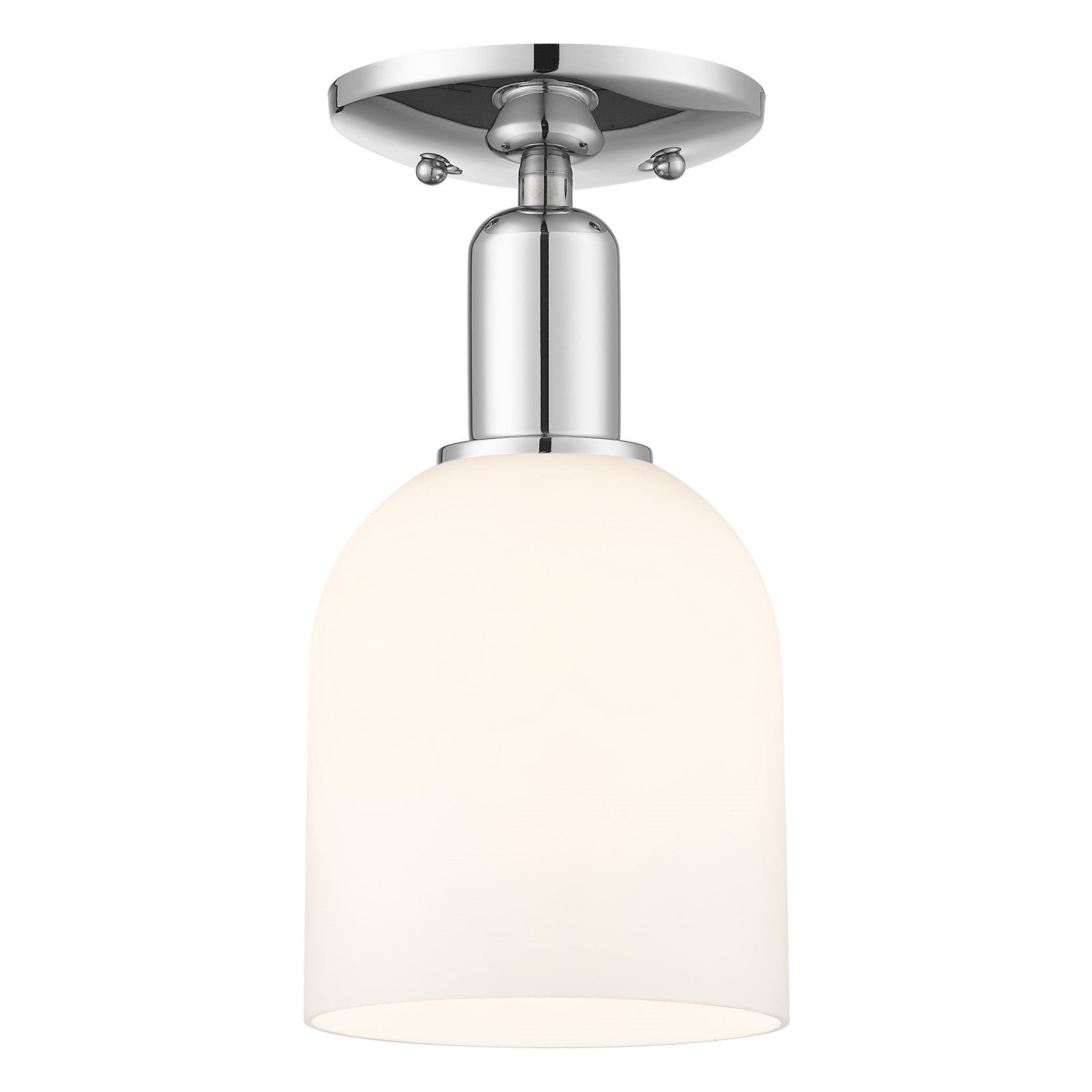 Innovations Bella 6in 1-Light Semi-Flush Mount | Polished Chrome Steel and White Glass | Entryway & Hallway | 5.5 x 11 in | Model 716-1C-PC-G558-6GWH