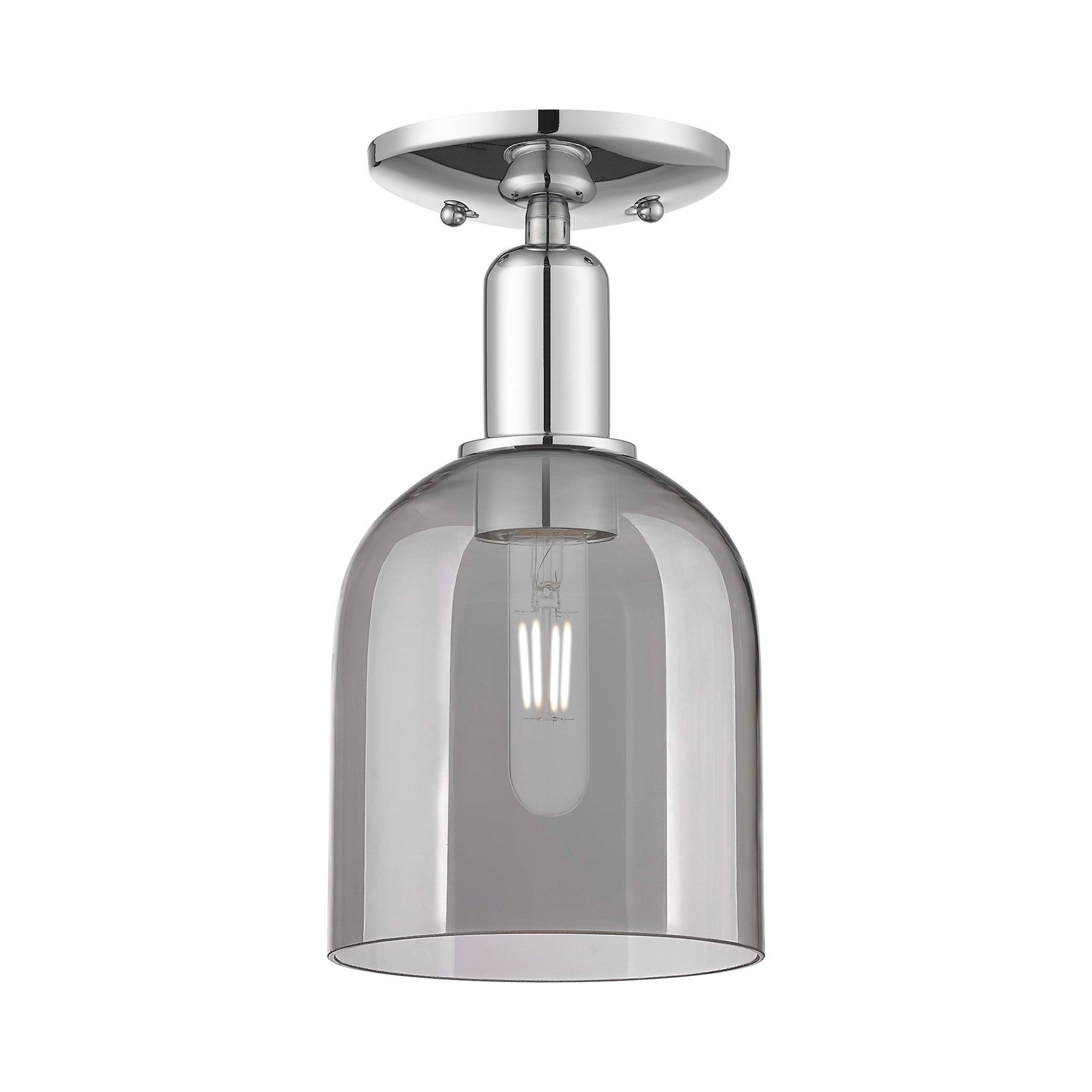 Innovations Bella 6in 1-Light Semi-Flush Mount | Industrial Polished Chrome Steel and Light Smoke Glass | Kitchen & Hallway | Model 716-1C-PC-G558-6SM