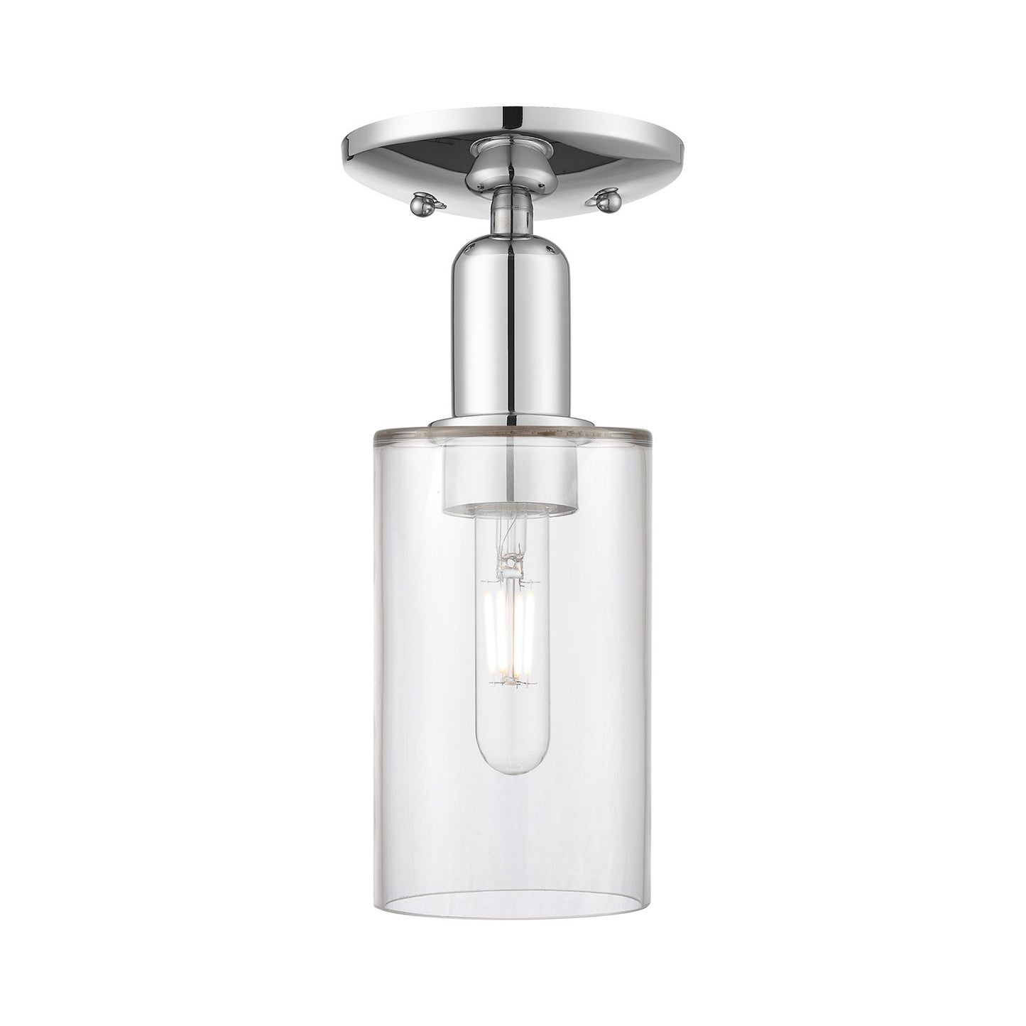 Innovations Clymer 4in 1-Light Semi-Flush Mount | Industrial Polished Chrome Steel and Clear Glass | Entryway & Hallway | 3.88 x | Model 716-1C-PC-G802