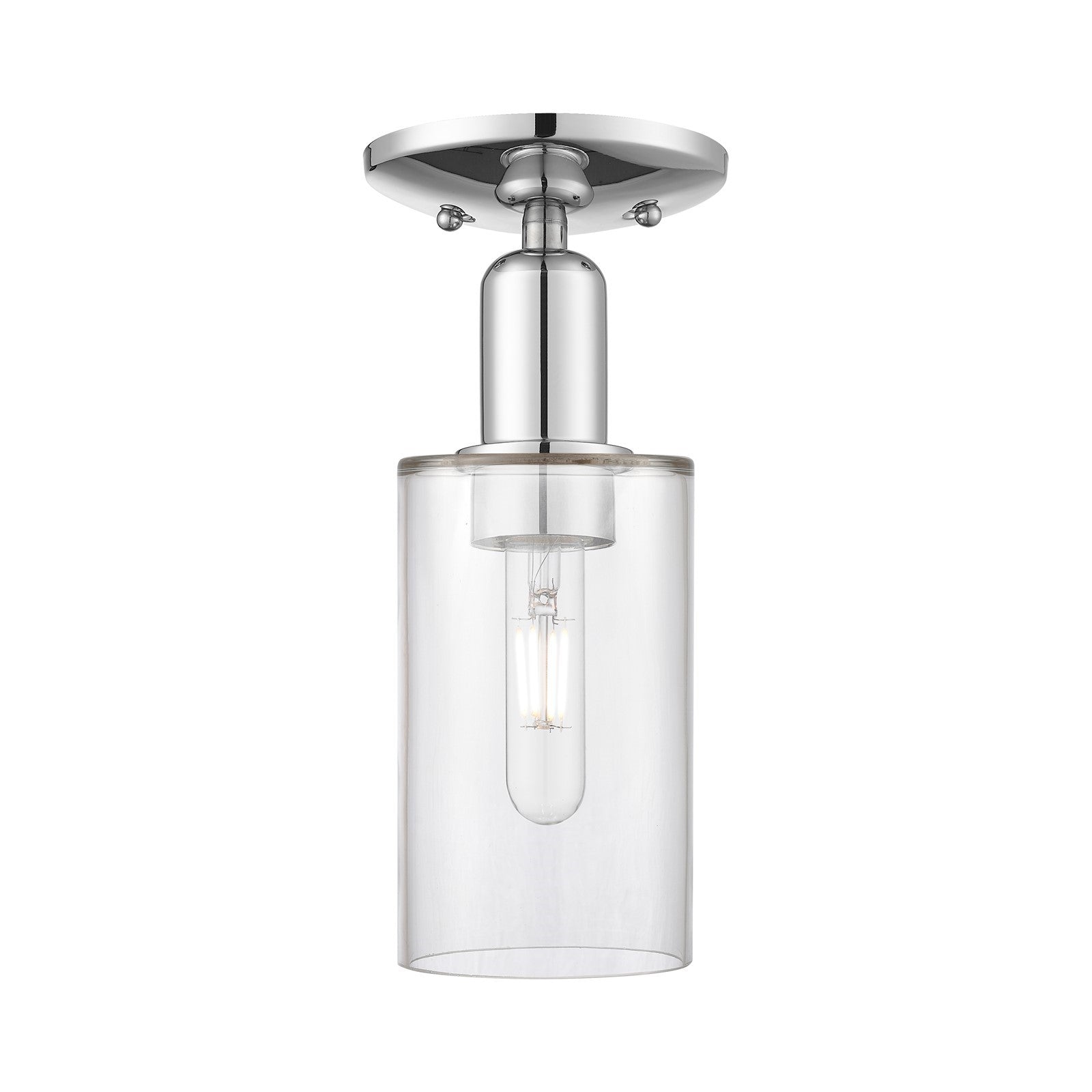 Innovations Clymer 4in 1-Light Semi-Flush Mount | Industrial Polished Chrome Steel and Clear Glass | Entryway & Hallway | 3.88 x | Model 716-1C-PC-G802