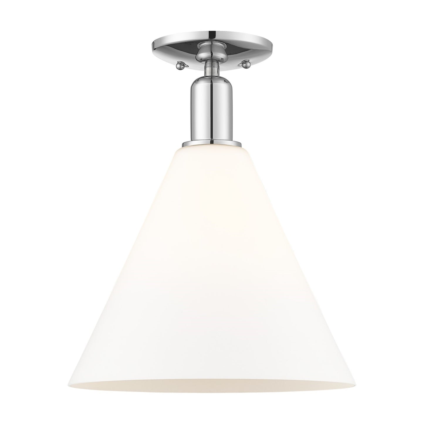 Innovations Berkshire Glass 12in 1-Light Semi-Flush Mount | Industrial Polished Chrome and Matte White Glass | Entryway & | Model 716-1C-PC-GBC-121
