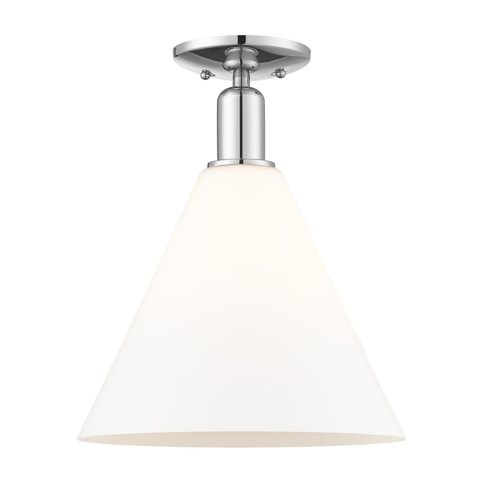 Innovations Berkshire Glass 12in 1-Light Semi-Flush Mount | Industrial Polished Chrome and Matte White Glass | Entryway & | Model 716-1C-PC-GBC-121