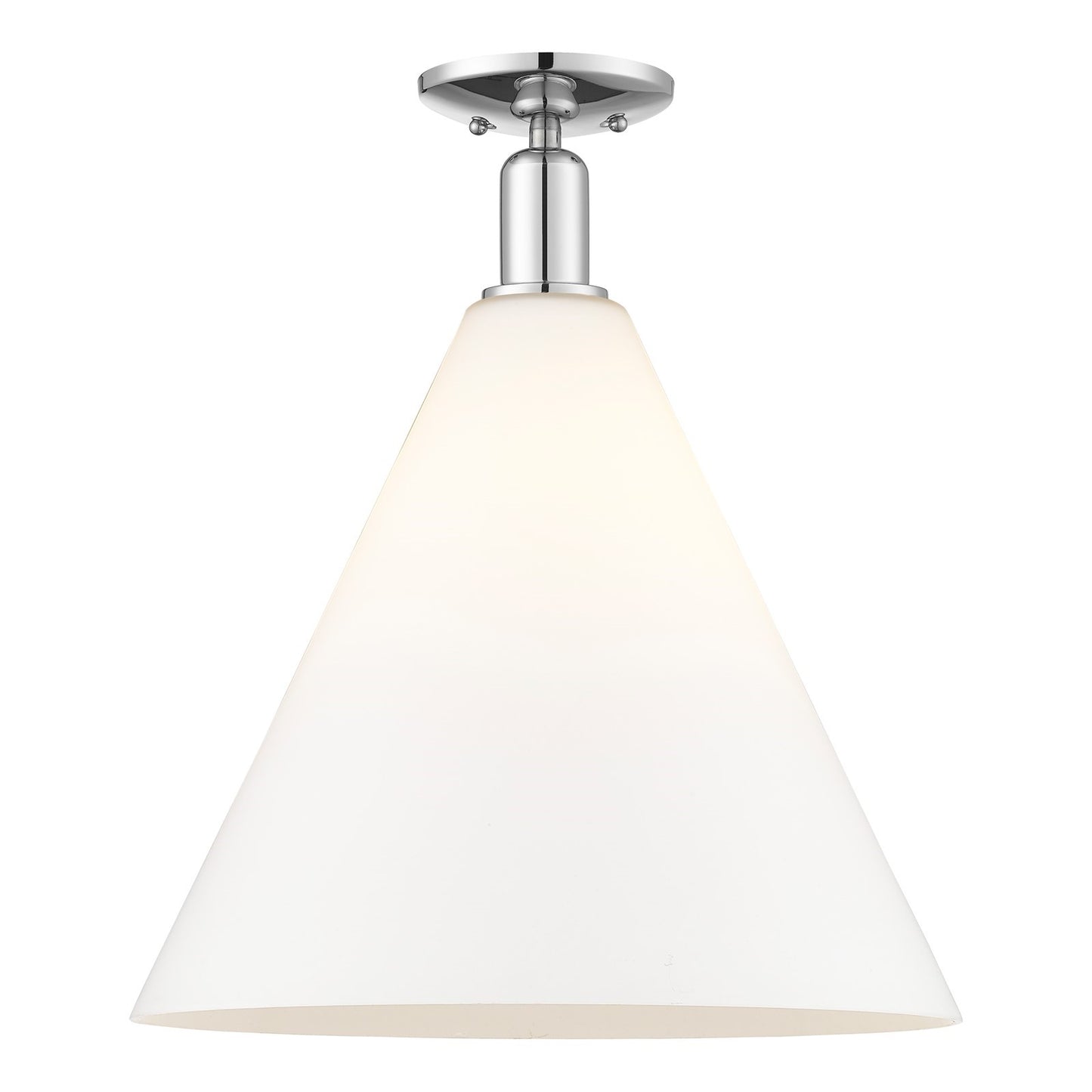 Innovations Berkshire Glass 16in 1-Light Semi-Flush Mount | Industrial Polished Chrome and Matte White Glass | Hallway & | Model 716-1C-PC-GBC-161