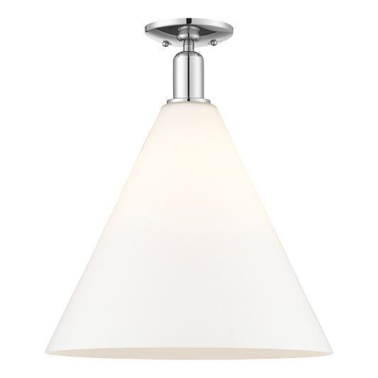 Innovations Berkshire Glass 16in 1-Light Semi-Flush Mount | Industrial Polished Chrome and Matte White Glass | Hallway & | Model 716-1C-PC-GBC-161