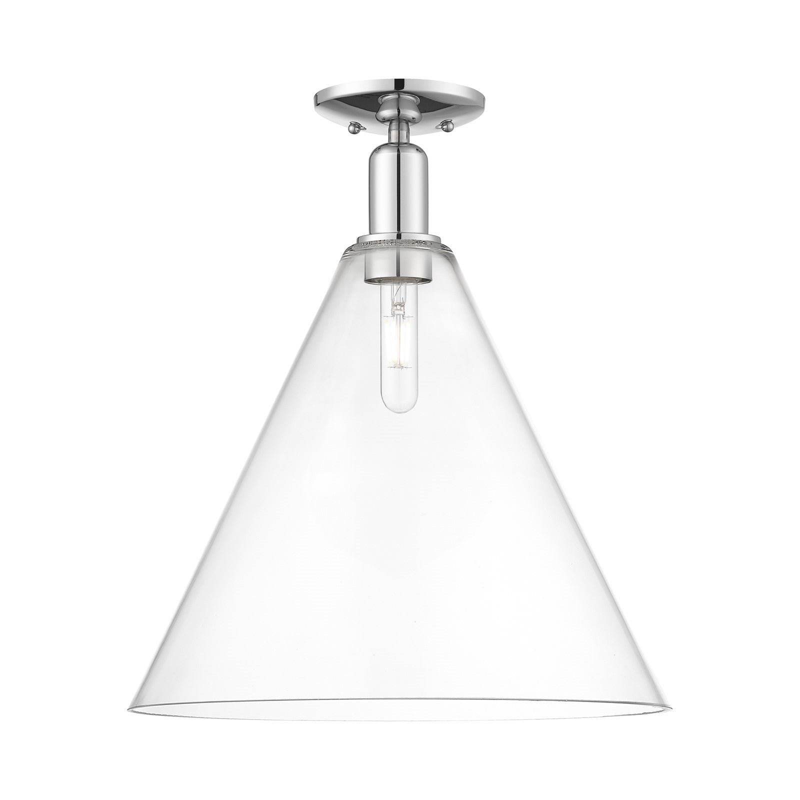 Innovations Berkshire Glass 16in 1-Light Semi-Flush Mount | Industrial Polished Chrome Steel and Clear Glass | Entryway & | Model 716-1C-PC-GBC-162