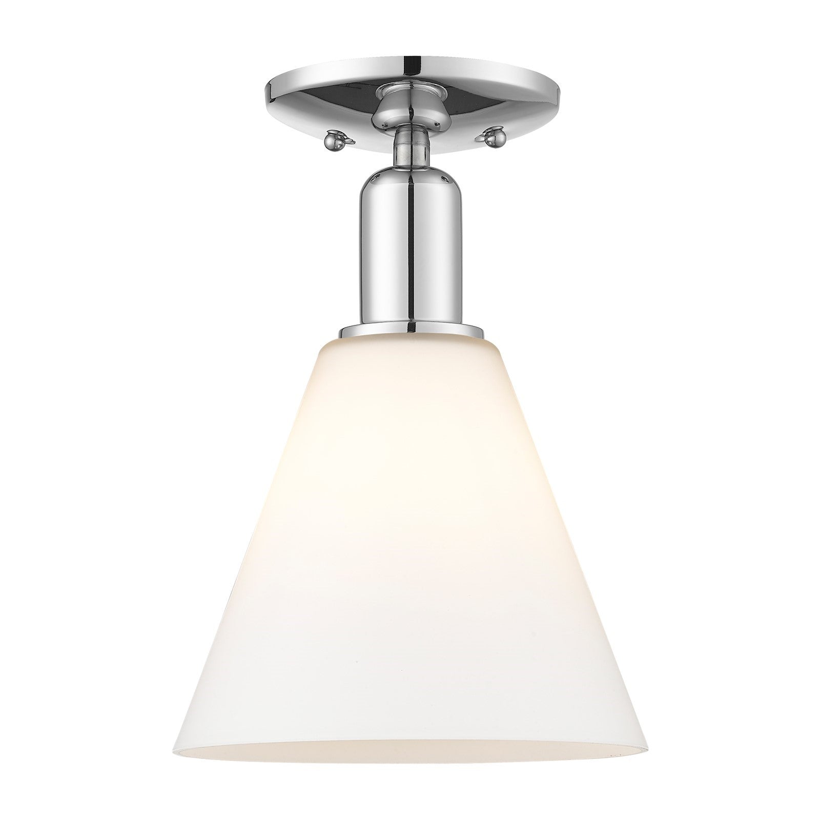 Innovations Berkshire Glass 8in 1-Light Semi-Flush Mount | Industrial Polished Chrome and Matte White Glass | Kitchen & Hallway | Model 716-1C-PC-GBC-81