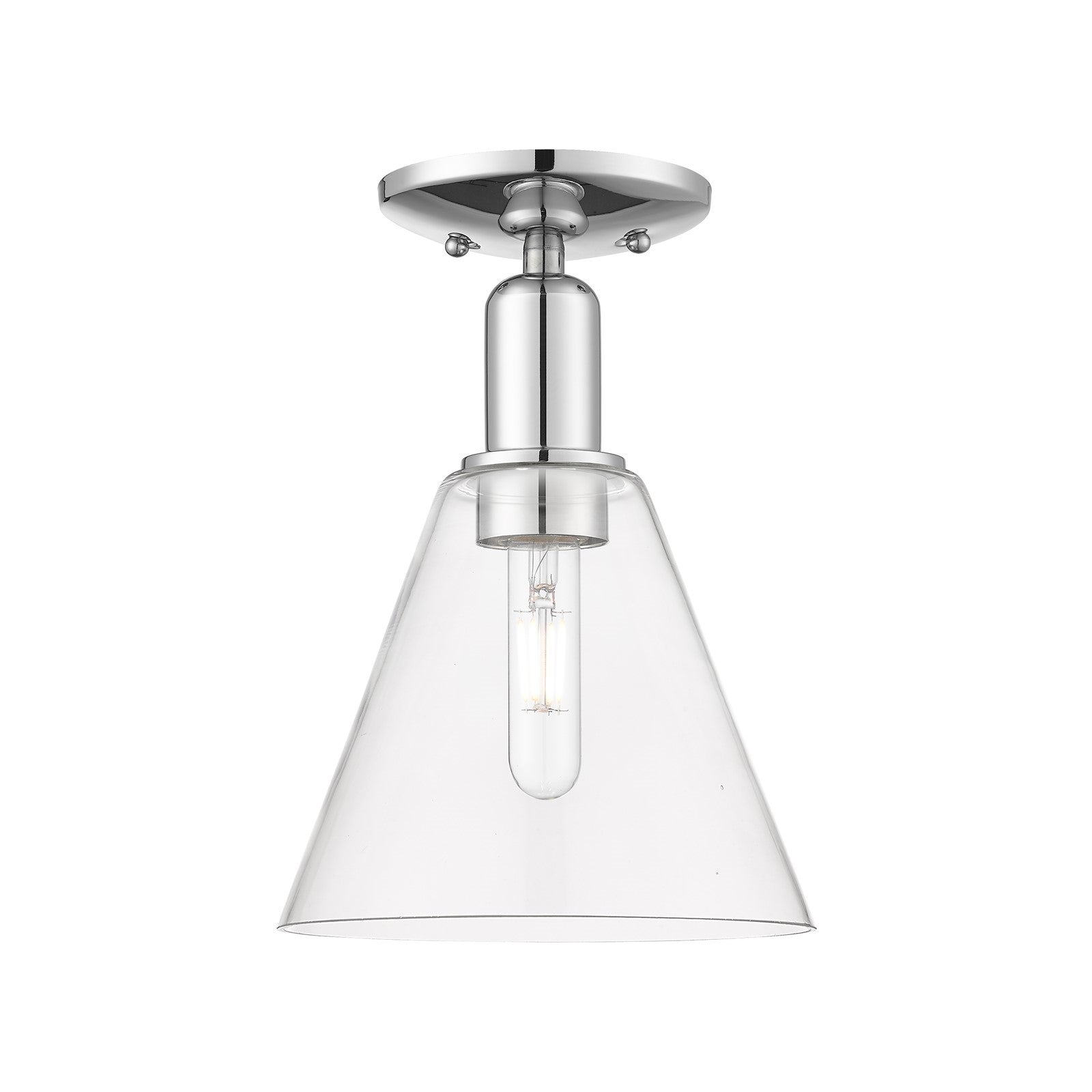 Innovations Berkshire Glass 8in 1-Light Semi-Flush Mount | Industrial Polished Chrome Steel and Clear Glass | Entryway & Hallway | Model 716-1C-PC-GBC-82