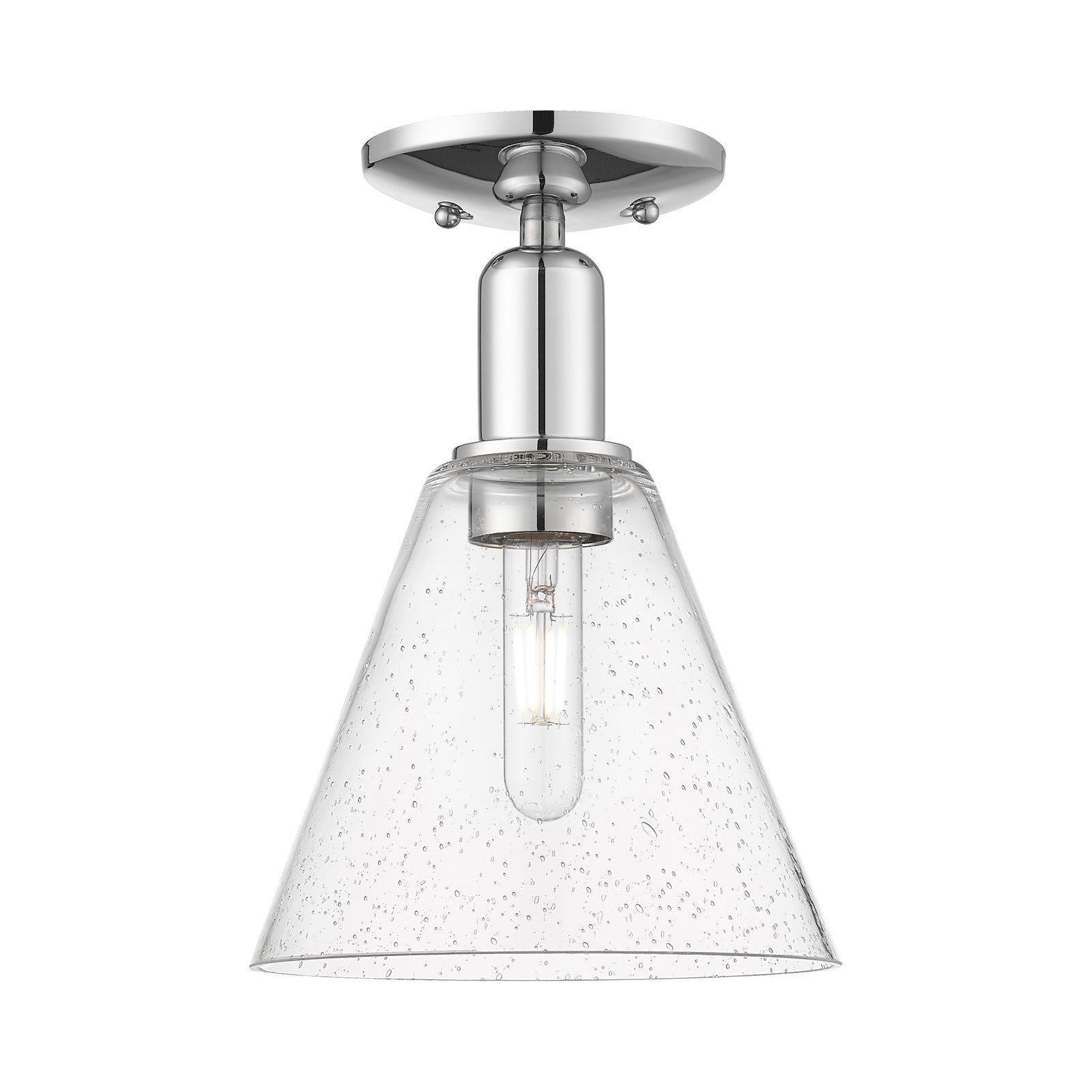 Innovations Berkshire Glass 8in 1-Light Semi-Flush Mount | Industrial Polished Chrome and Seedy Glass | Entryway & Hallway | 8 x | Model 716-1C-PC-GBC-84