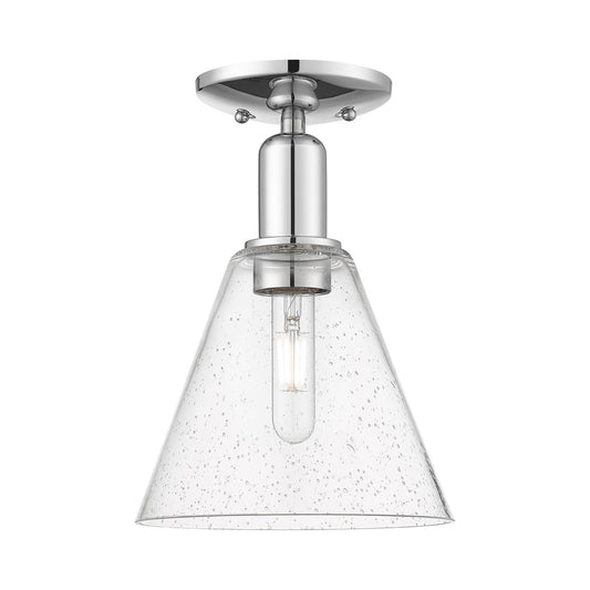 Innovations Berkshire Glass 8in 1-Light Semi-Flush Mount | Industrial Polished Chrome and Seedy Glass | Entryway & Hallway | 8 x | Model 716-1C-PC-GBC-84