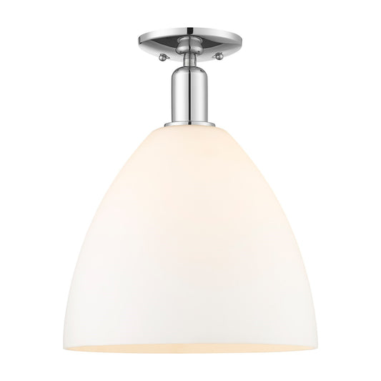 Innovations Bristol 12in 1-Light Semi-Flush Mount | Industrial Polished Chrome Steel and Matte White Glass | Entryway & Hallway | Model 716-1C-PC-GBD-121