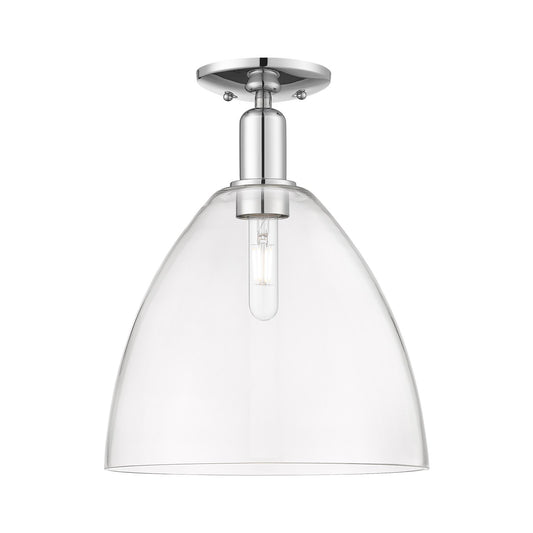 Innovations Bristol 12in 1-Light Semi-Flush Mount | Industrial Polished Chrome Steel and Clear Glass | Entryway & Hallway | 12 x | Model 716-1C-PC-GBD-122
